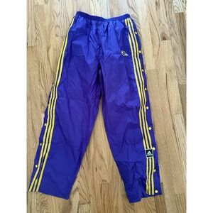 Vtg ADIDAS XL Pants‎ 3 Strip Snap Pull Off Squishy Mesh Lined Ravens NFL